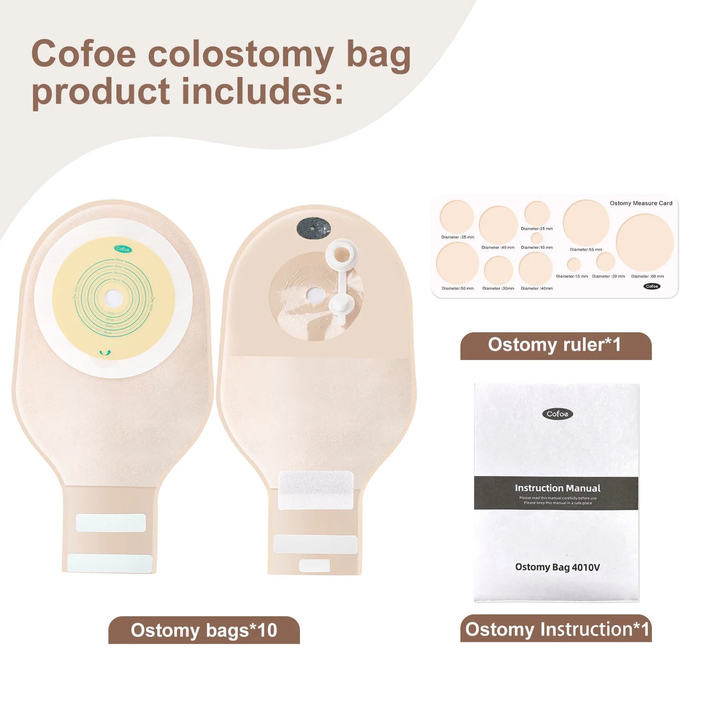 Cofoe Colostomy Bags One Piece Drain Valve Pouch For Adults