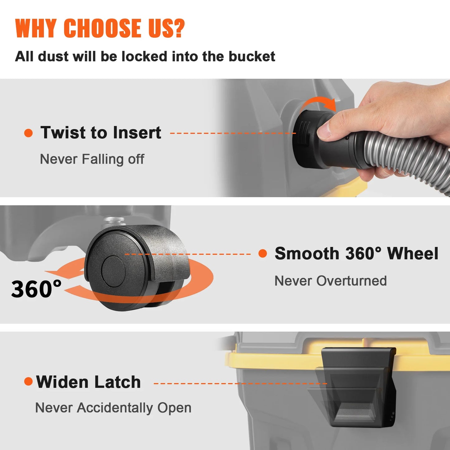 SucceBuy Portable Wet And Dry Vacuum Cleaner With 1200W Suction