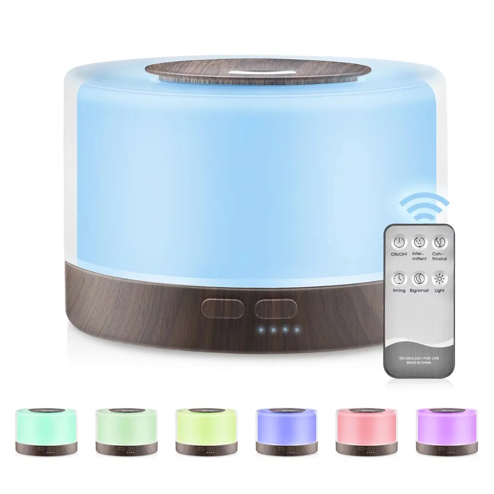 Ultrasonic Essential Oil Diffuser 550ml with 7 colors LED night lights Cool Mist for Aromatherapy Humidifying for home bedroom