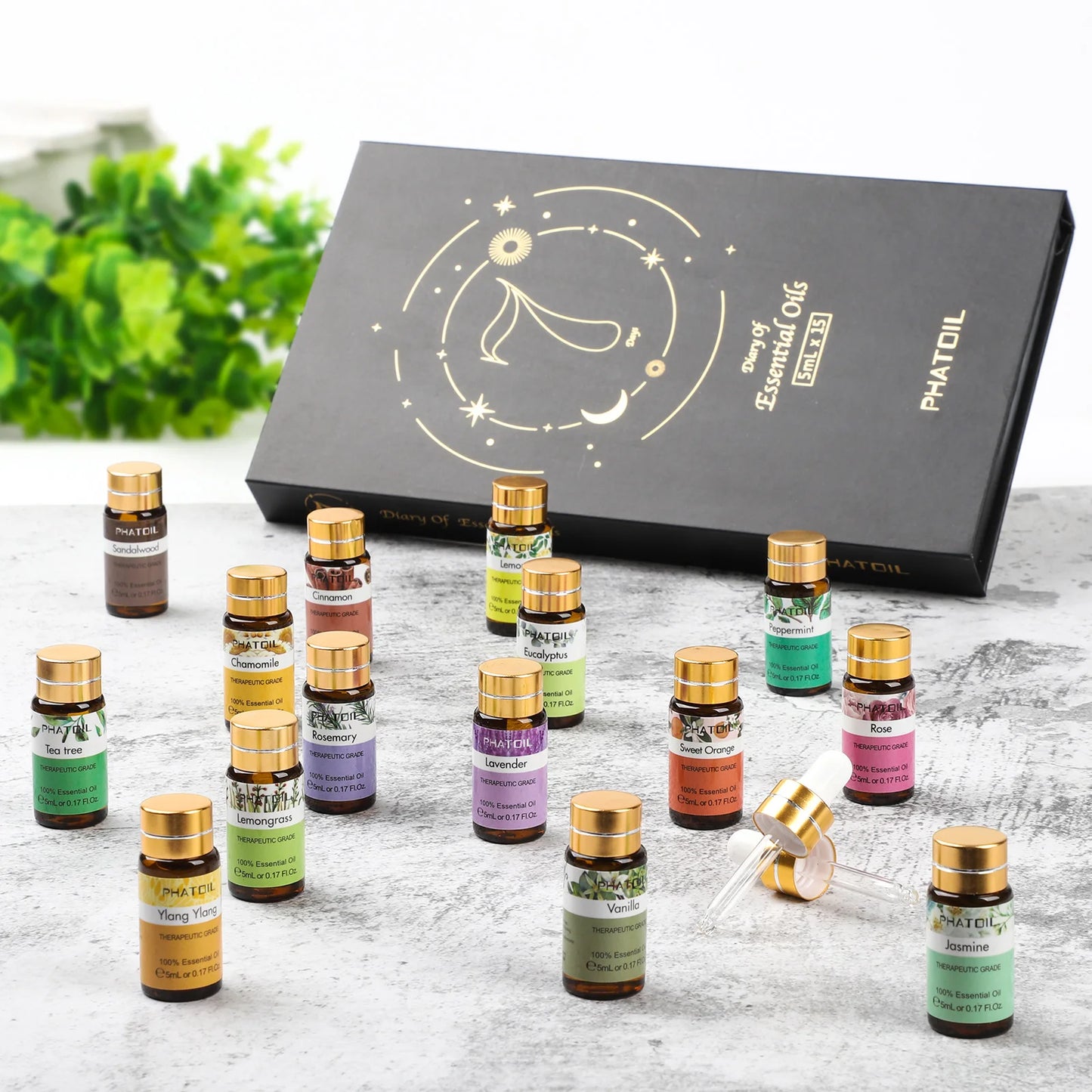 PHATOIL 15pcs Essential Oils Gift Set Pure Plant Extracts