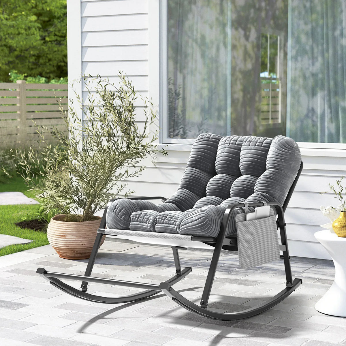 Avenvista Cushioned Outdoor Rocking Chair With Armrests And Footrest