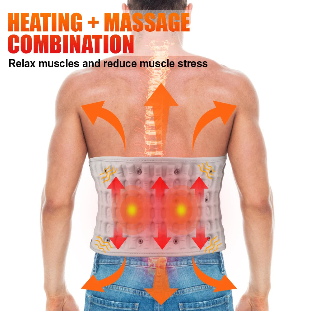 PASTSKY Rechargeable Heating Waist Back Lumbar Traction Massager Red Light
