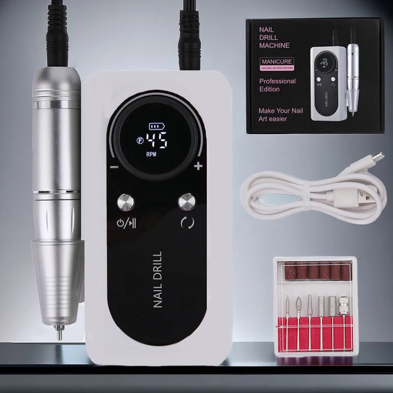 Rechargeable USB Nail Drill Low Noise Manicure Sander Kit