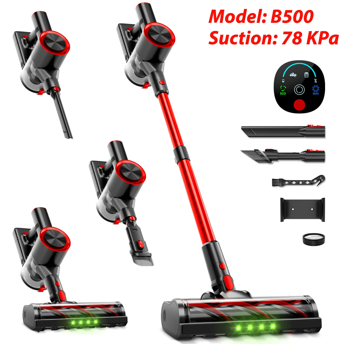 Honki Cordless Stick Vacuum Cleaner Led Display Hepa Filter Turbo