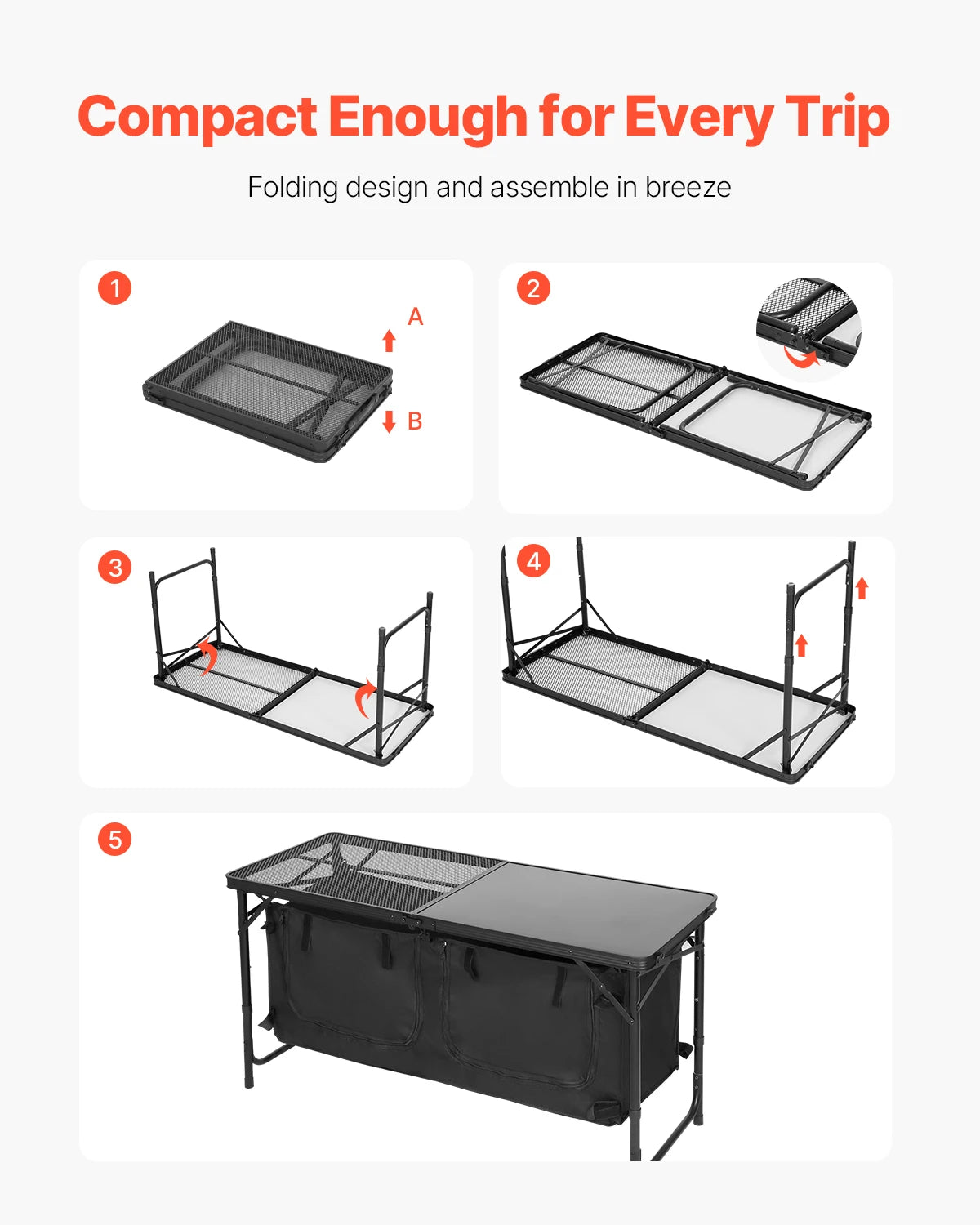 SucceBuy Portable Outdoor Camping Kitchen Table For Cooking
