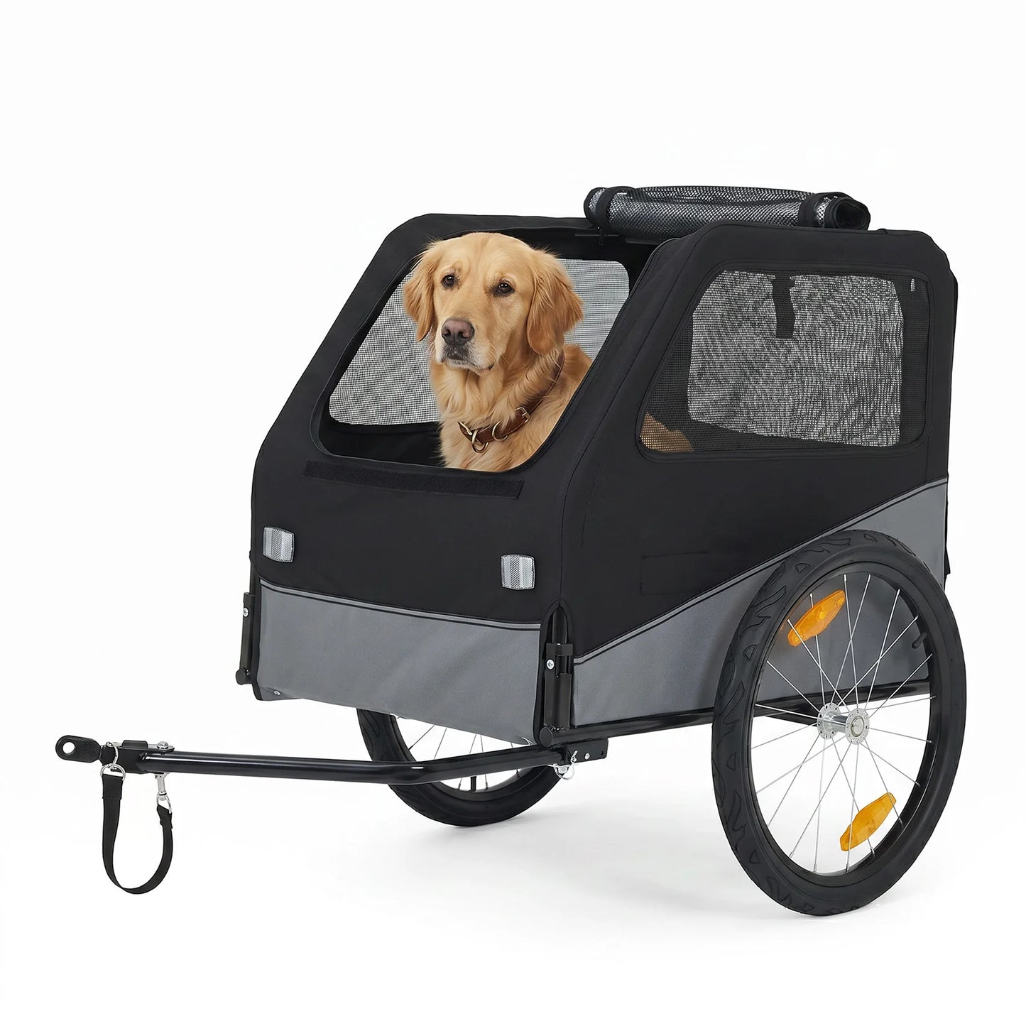 Foldable Dog Bike Trailer With Steel Frame 100 Lbs Capacity