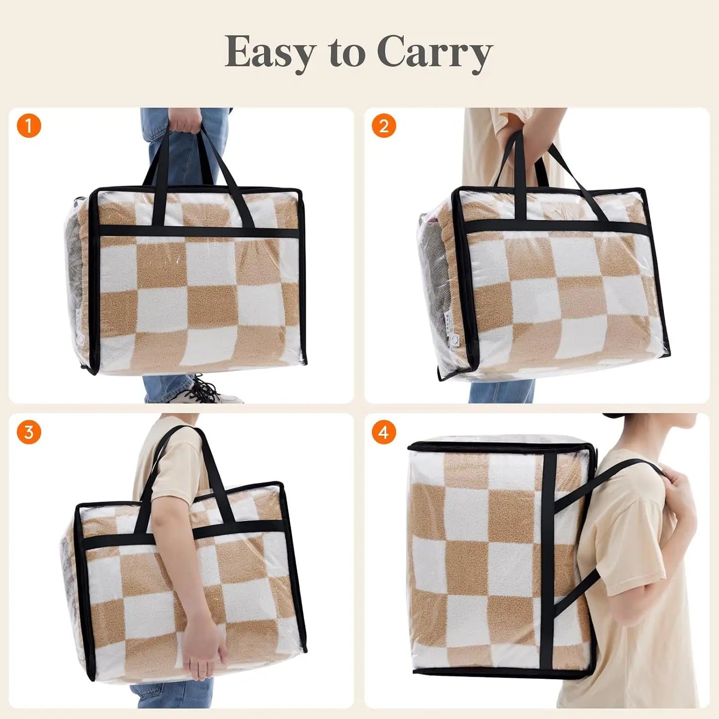 Clear 4 Pack Clothes Storage Bags With Zipper For Bedding