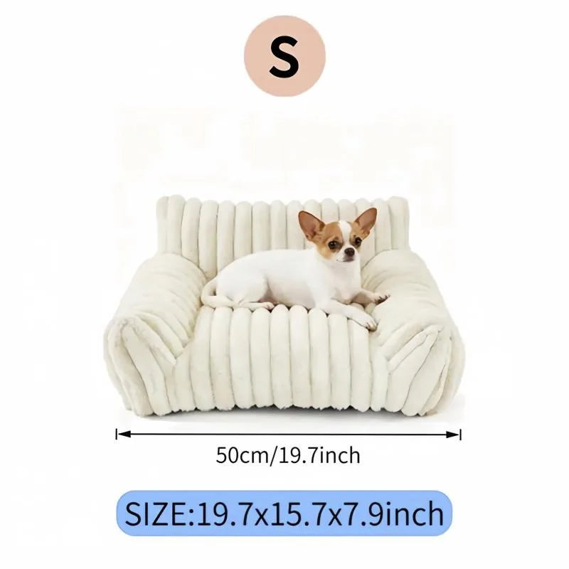 Plush Pet Sofa Bed With Coral Fleece And Removable Cover