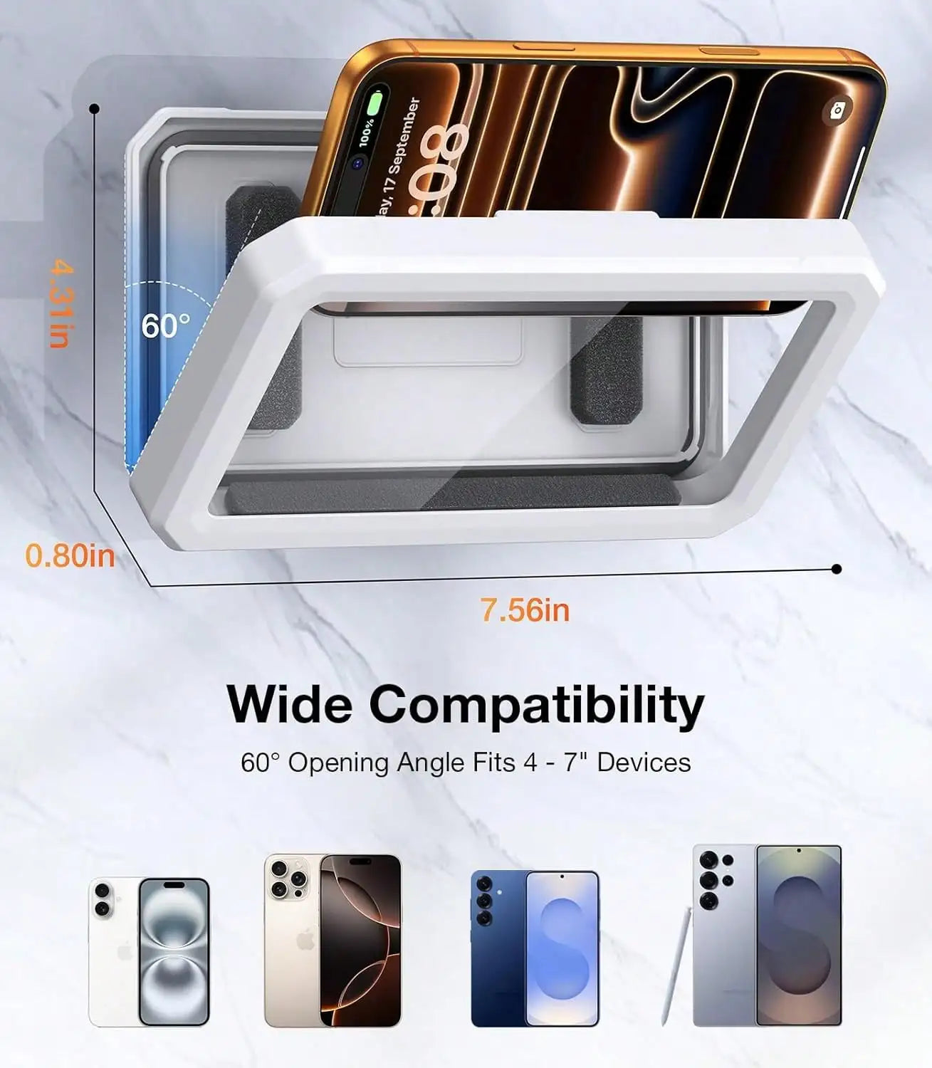 Waterproof Shower Phone Holder With 360 Degree Adjustable Wall Mount