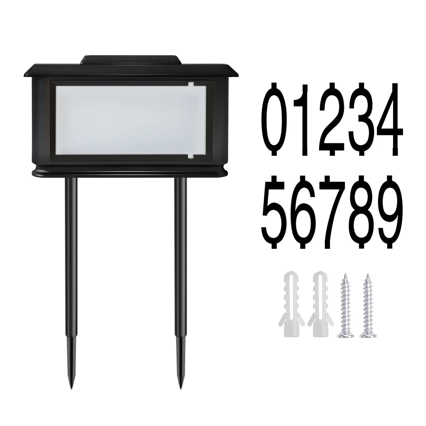 Solar Outdoor House Number Address Sign Light With Stake Lamp