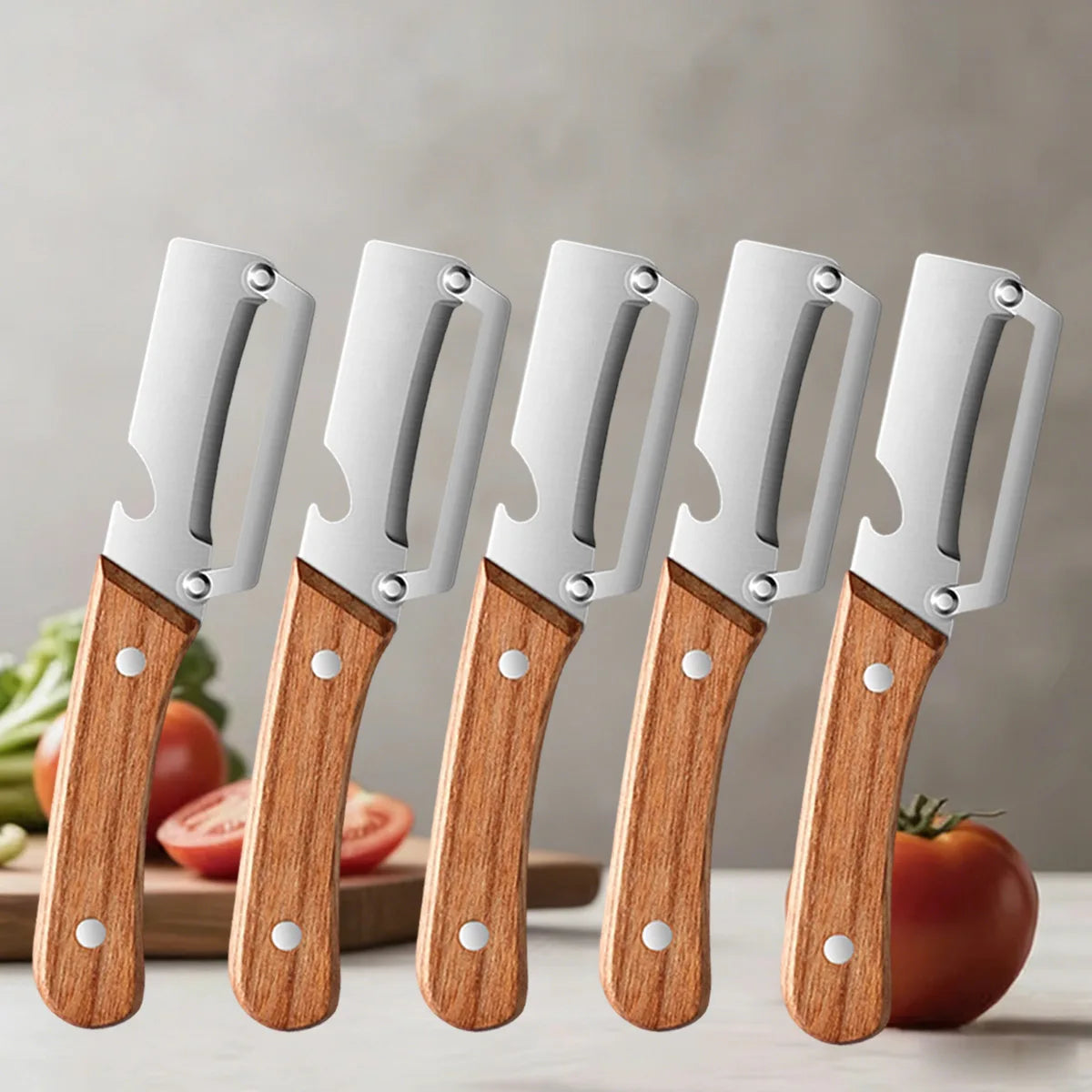Stainless Steel Vegetable Peeler With Wooden Ergonomic Handle