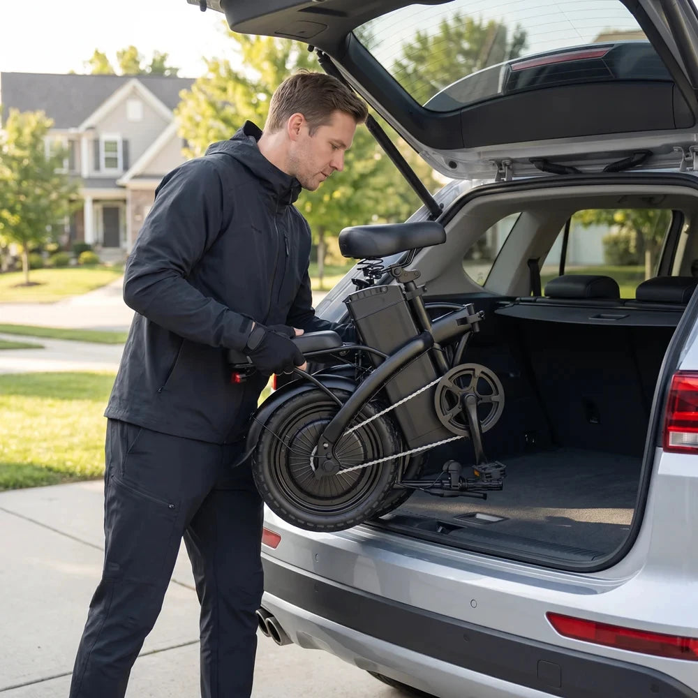 Foldable Electric Commuter Bike With Powerful Motor And Front Basket