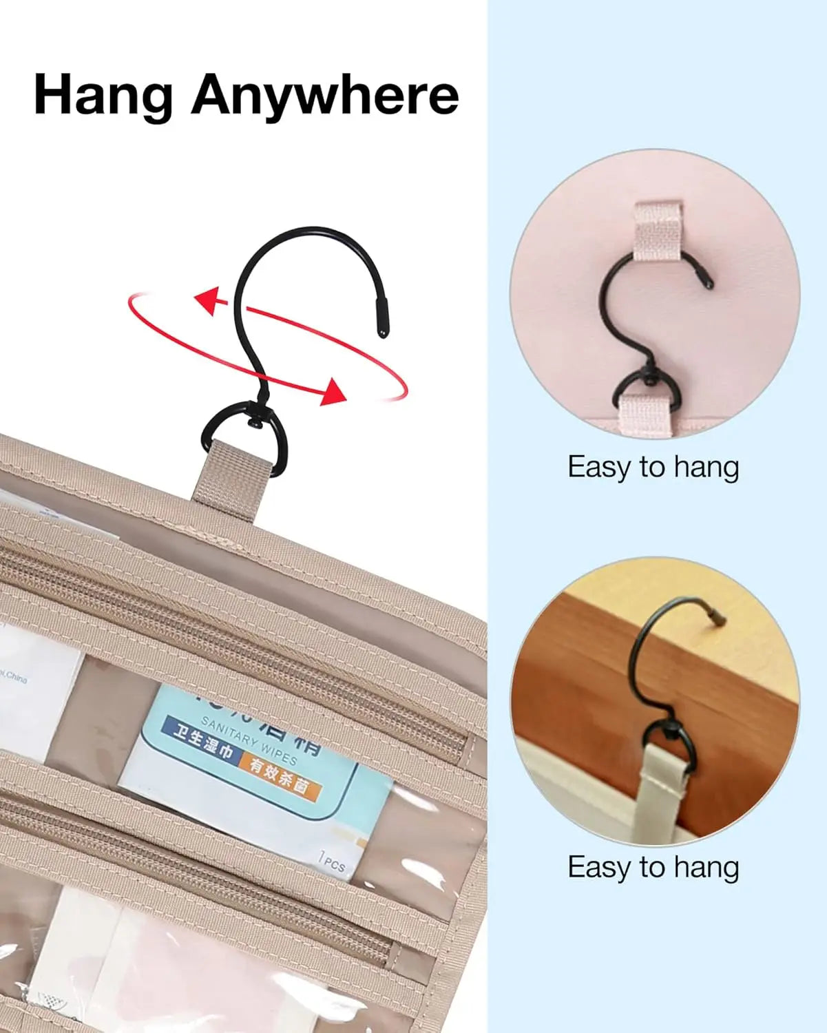 Hanging Toiletry Bag And TSA Transparent Cosmetic Organizer