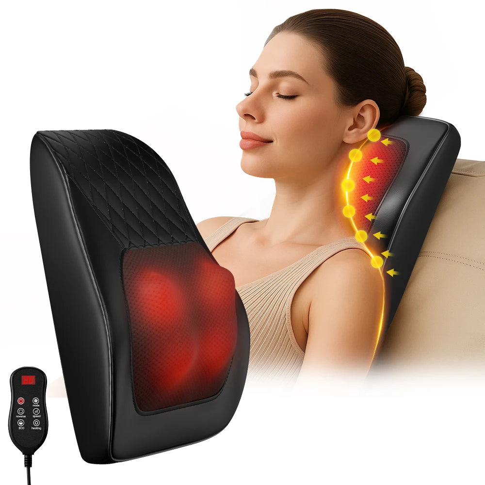 HIMOUTA Neck And Back Massager With Heat 3D Kneading Pillow
