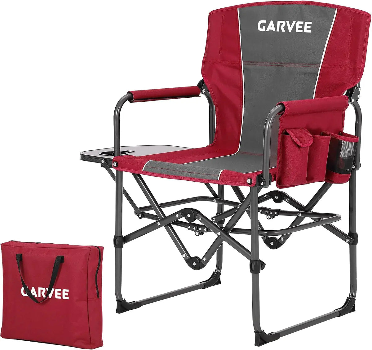 Tacleekii Oversized Folding Camping Chair With Side Table And Pocket