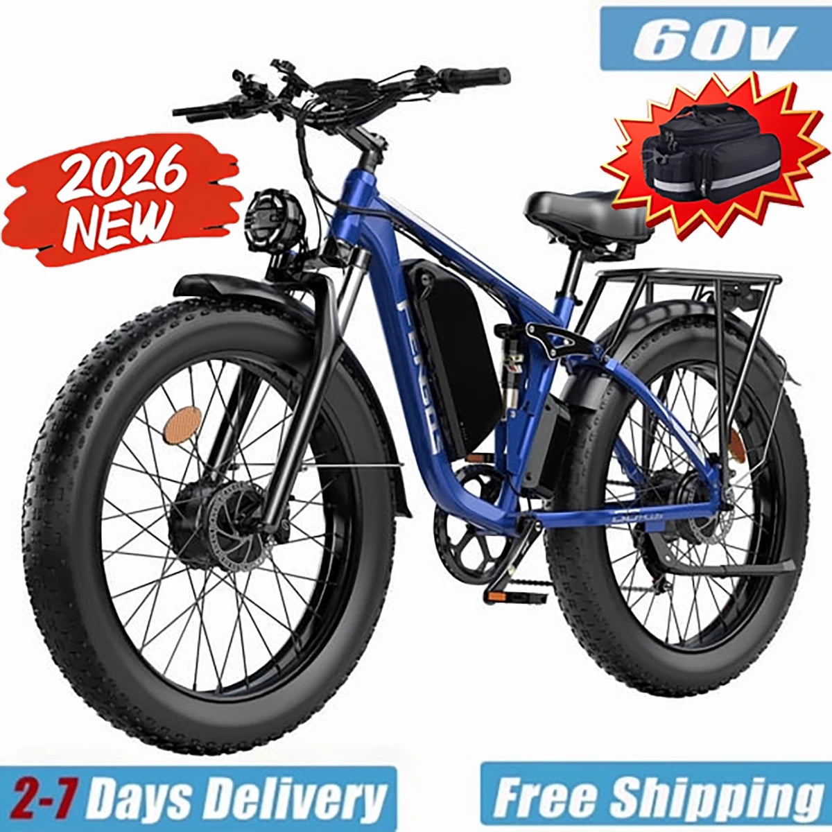 FENGQS Q8Plus Dual Motor Electric Bike Full Suspension UL Certification