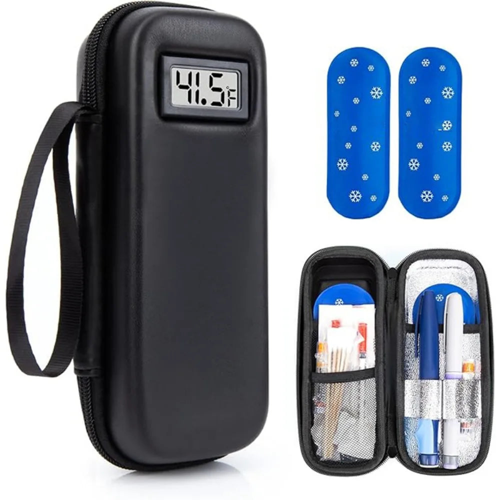 ISKYBOB Waterproof Insulin Cooler Travel Case With Thermometer Display
