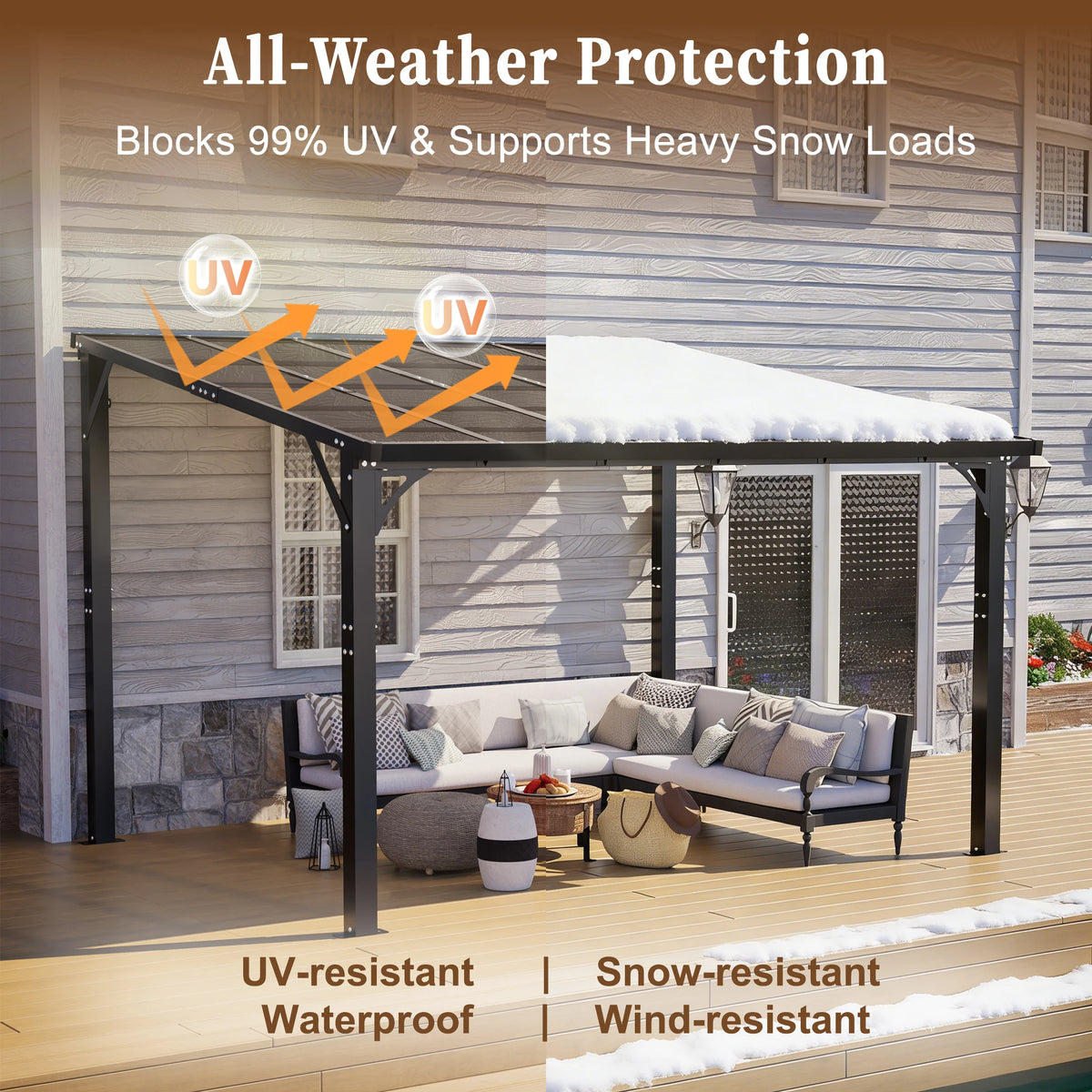Hardtop Gazebo With Tinted Polycarbonate Roof For Outdoor Patios