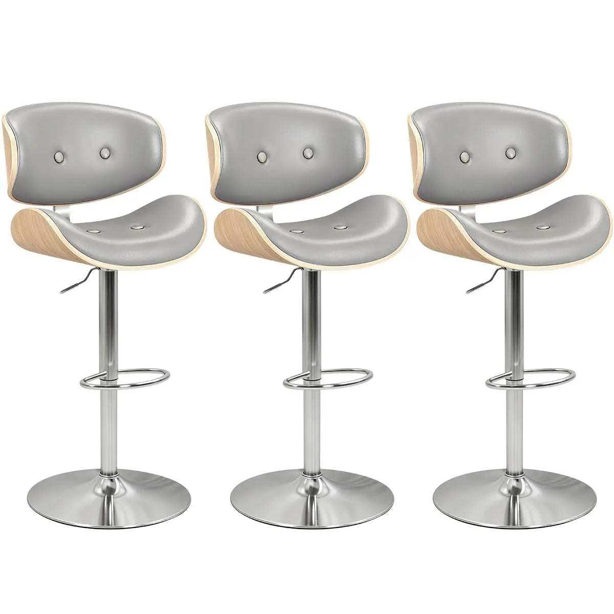 GUANGBAI Adjustable Swivel Bar Stool With Back And Leather Seat