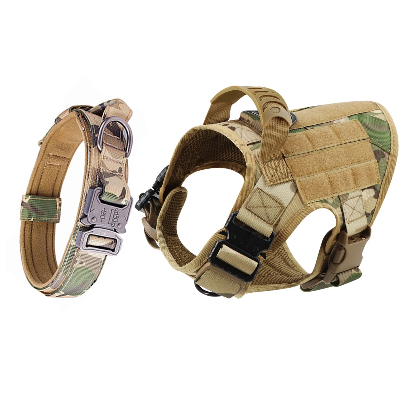 Adjustable Nylon Tactical Dog Harness And Collar Combo For All Sizes