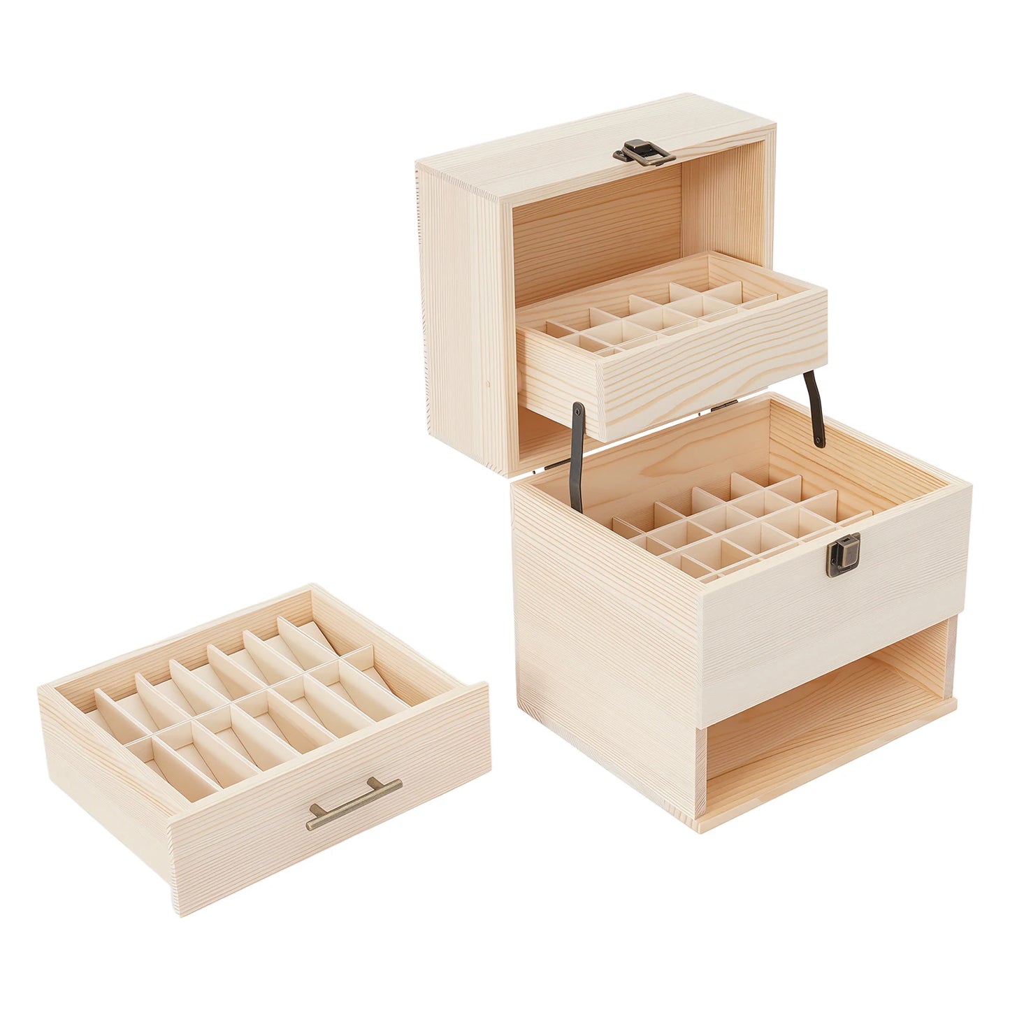 Wooden Essential Oil Storage Box With Locking Drawer Modern Design