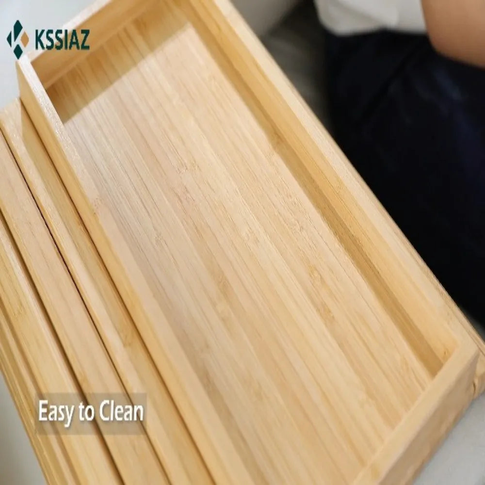 Bamboo Armrest Tray With Storage Box And Non Slip Base