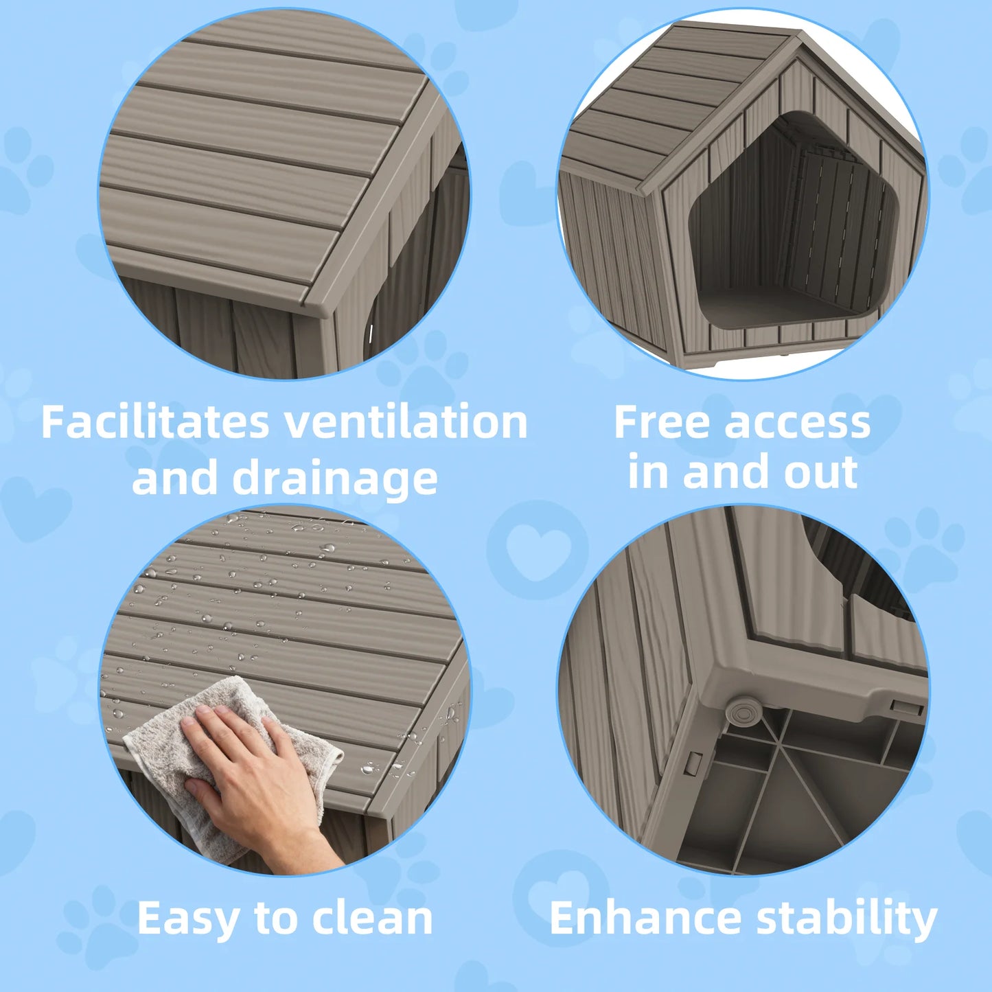 Gable Roof Plastic Pet House Waterproof Outdoor Dog Shelter