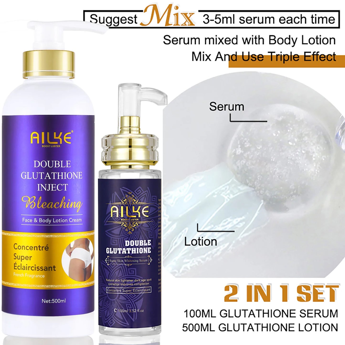 AILKE Glutathione Whitening Skin Care Set For Women Dark Spot Reduction