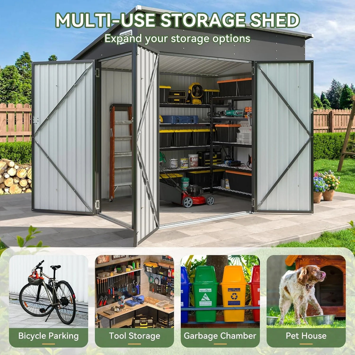 Nordivale Triple Door Metal Storage Shed With Secure Locks