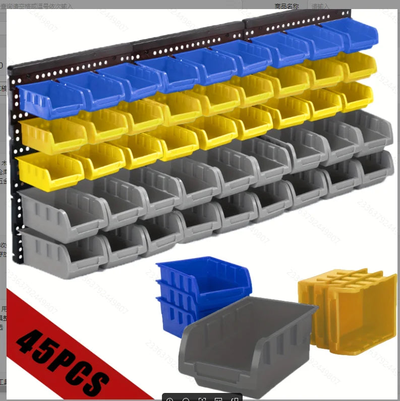 45 Bin Wall Mounted Storage Organizer for Garage and Workshop