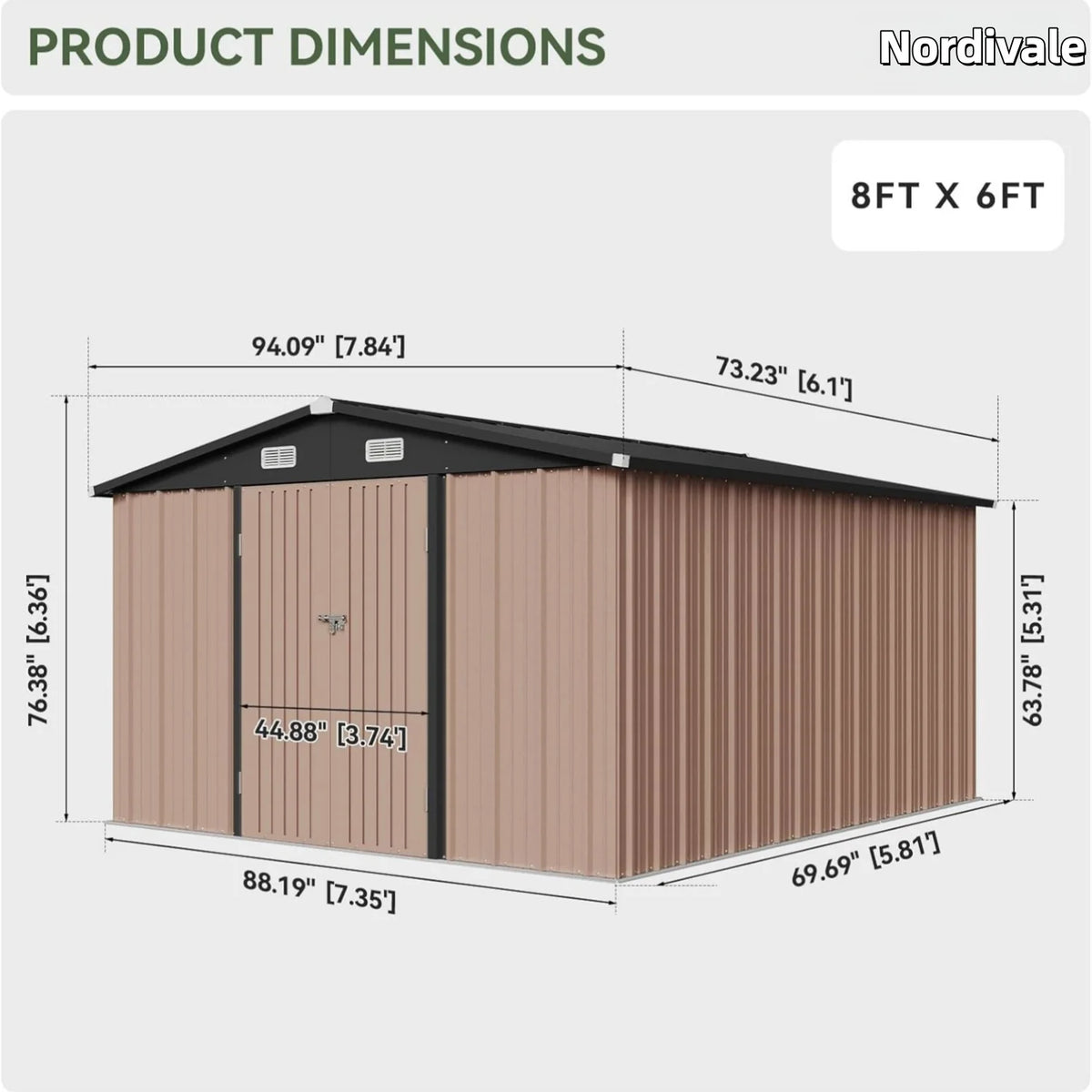 Nordivale Metal Outdoor Storage Shed With Lockable Door