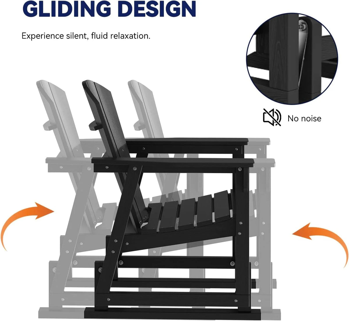 Aoxun HDPE Outdoor Rocking Chair With Cushioned Seat