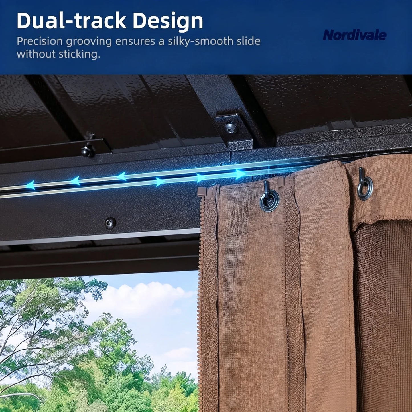 Nordivale Double Galvanized Steel Hardtop Gazebo With Netting For Patio