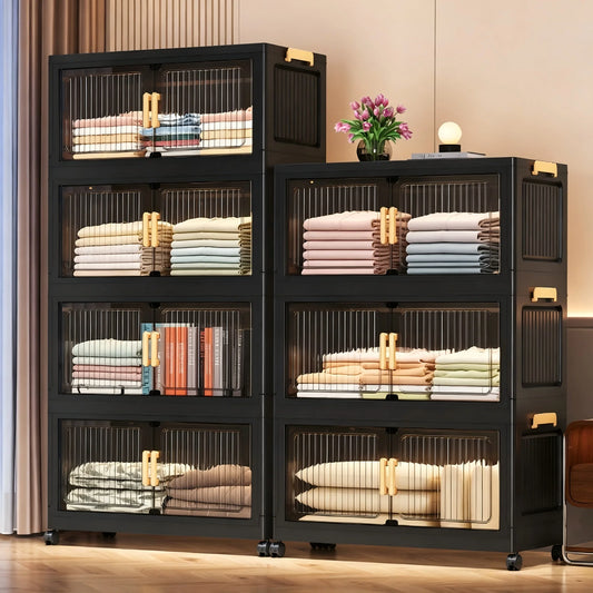 Onenoble Foldable Plastic Storage Cabinet With Transparent Door