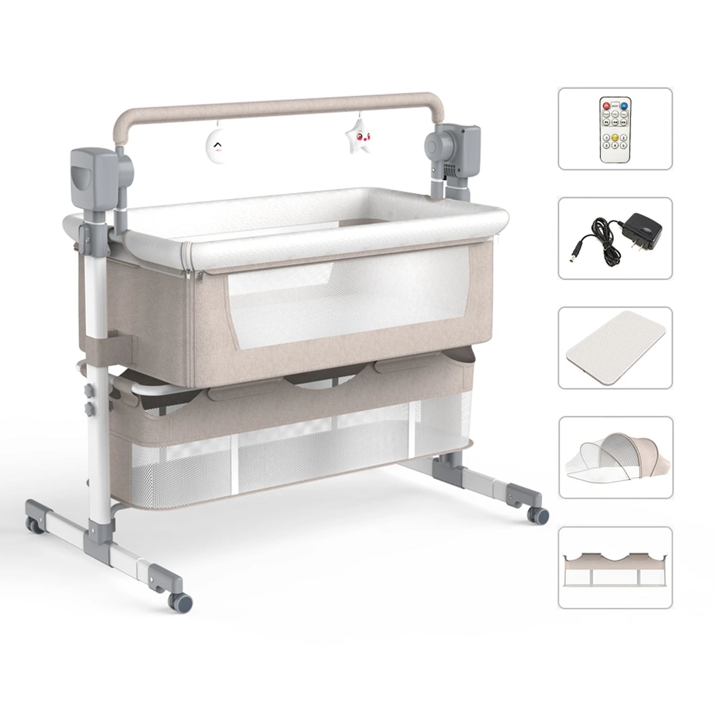 Baby Rocking Bassinet Portable Cradle Bedside Sleeper For Travel 0 To 12 Months