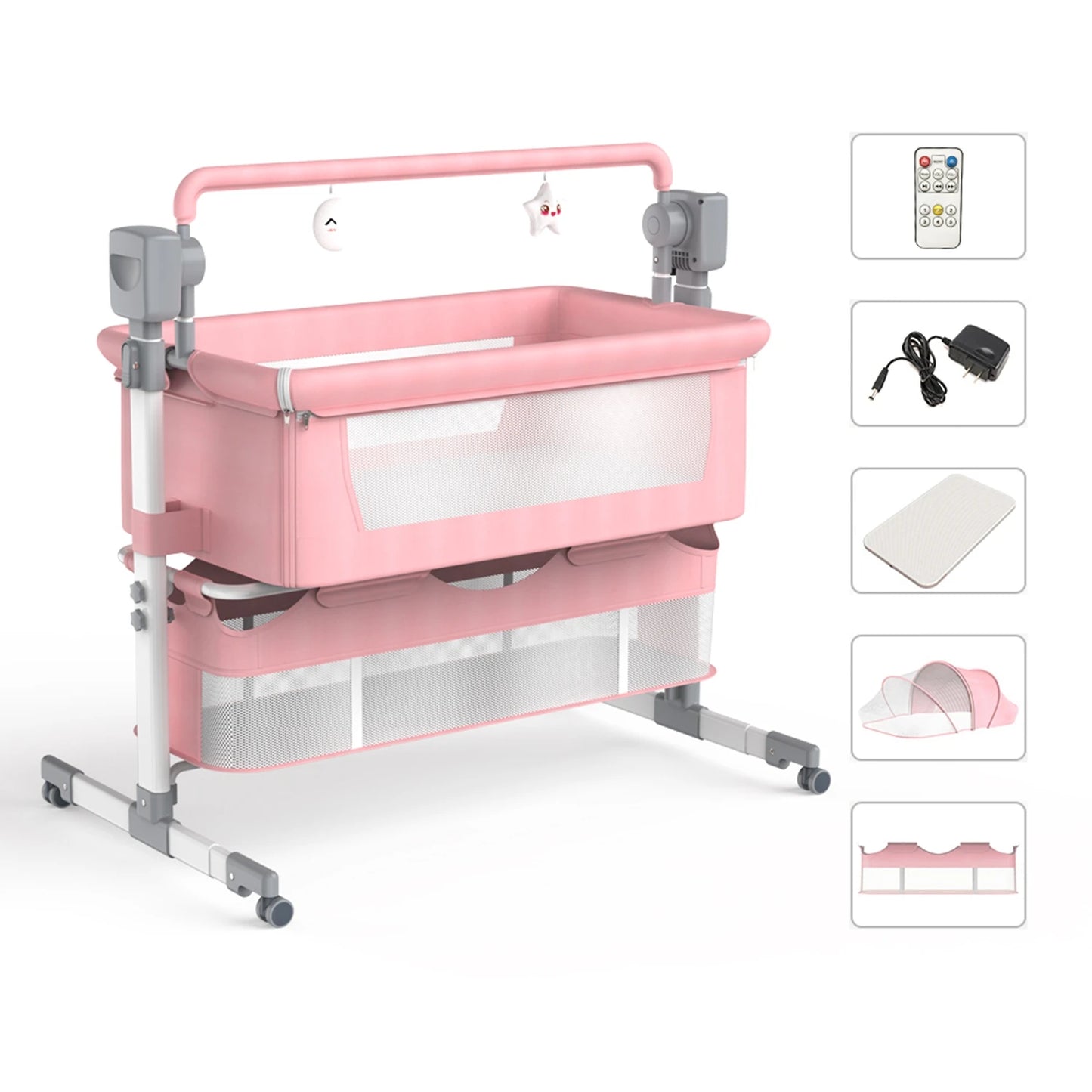 Baby Rocking Bassinet Portable Cradle Bedside Sleeper For Travel 0 To 12 Months