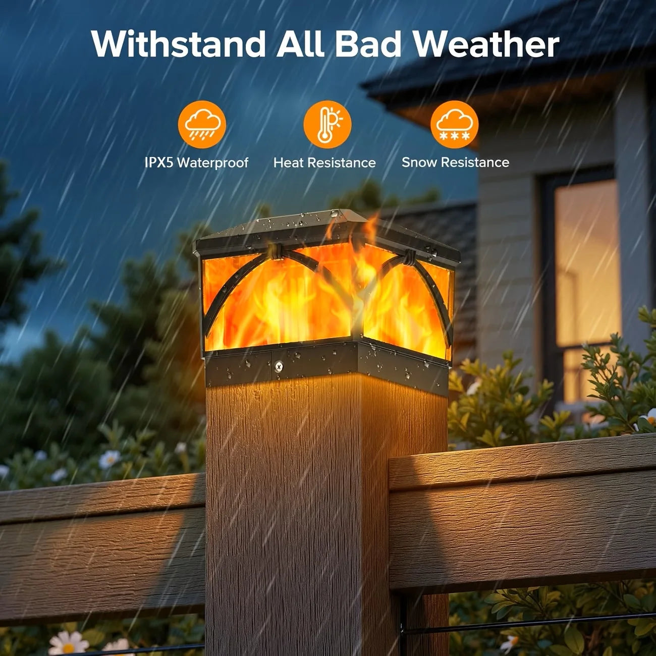 Kpstek Automatic Solar Fence Pillar Light Waterproof Villa Gate Lamp