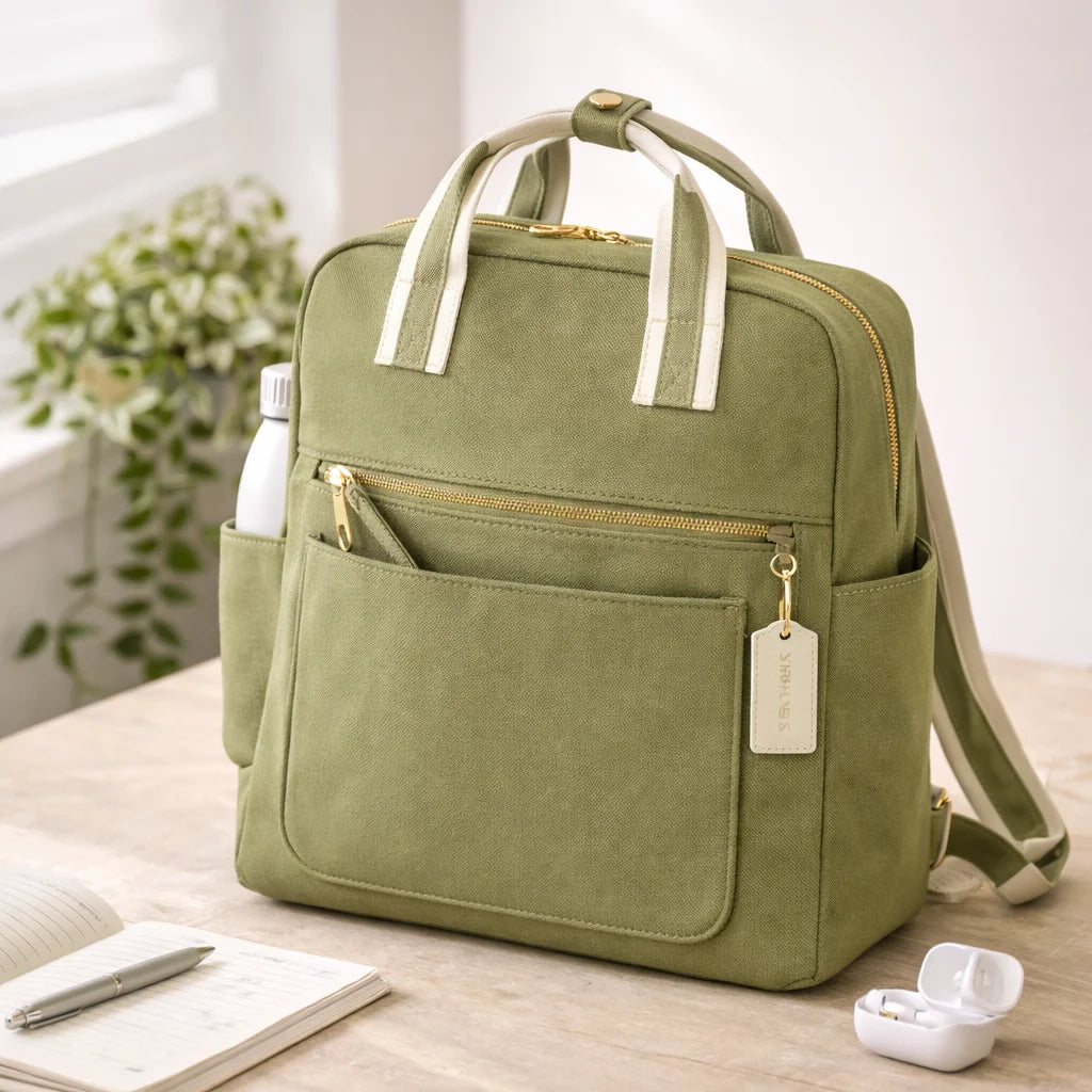 Women Square Backpack Tote For Laptop And School Everyday Use