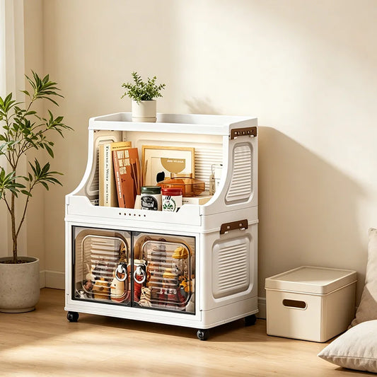 18.5 Inch Foldable Stackable Plastic Storage Cabinet With Wheels