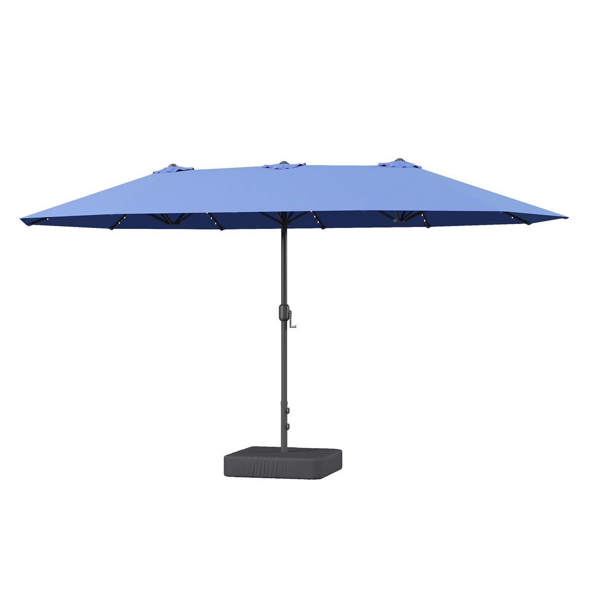AOXUN Double Sided Patio Umbrella With Base And LED Lighting