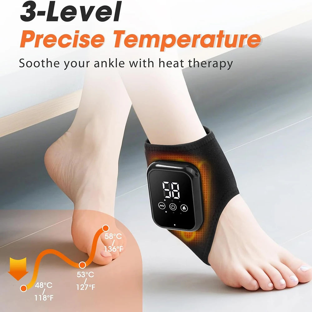 Heated Ankle Brace With Vibration USB Rechargeable Foot Massager