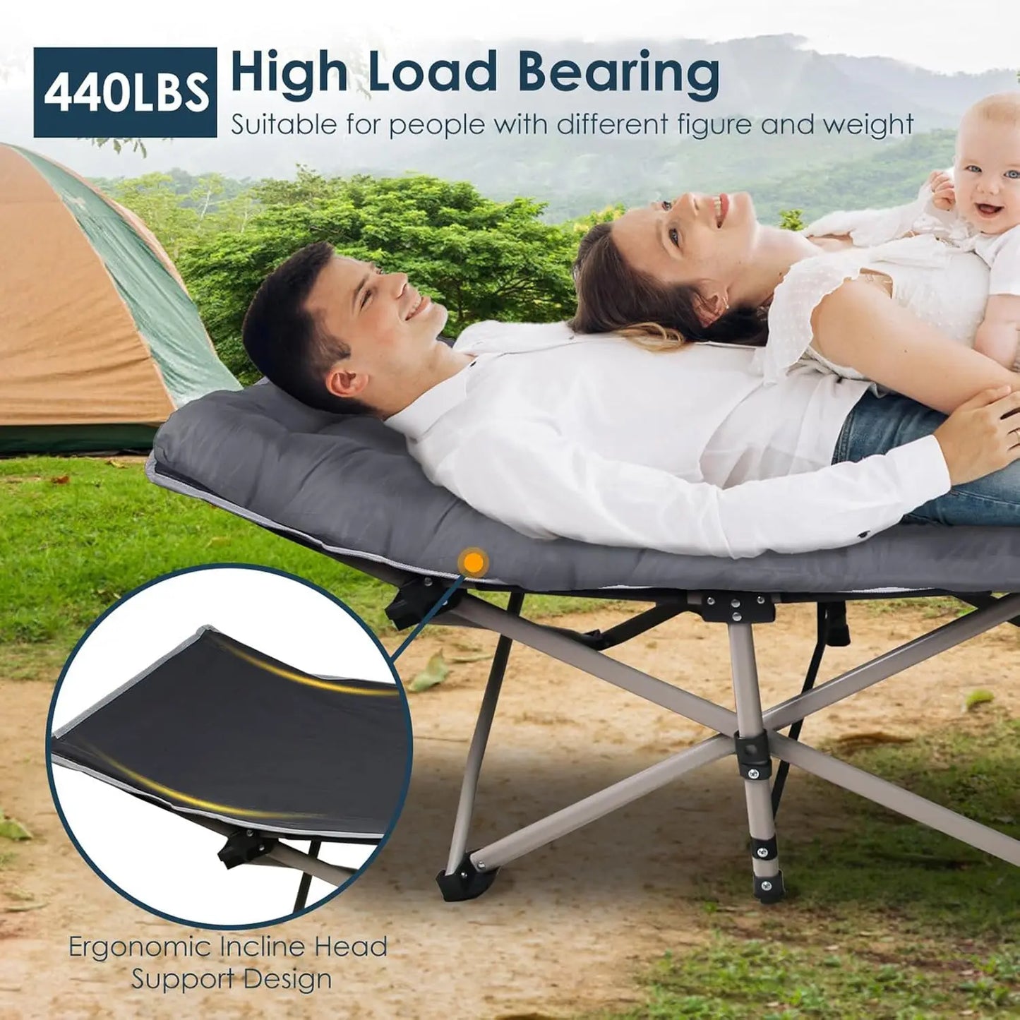Foldable Portable Outdoor Garden Lounge Chair With Pearl Foam Mattress
