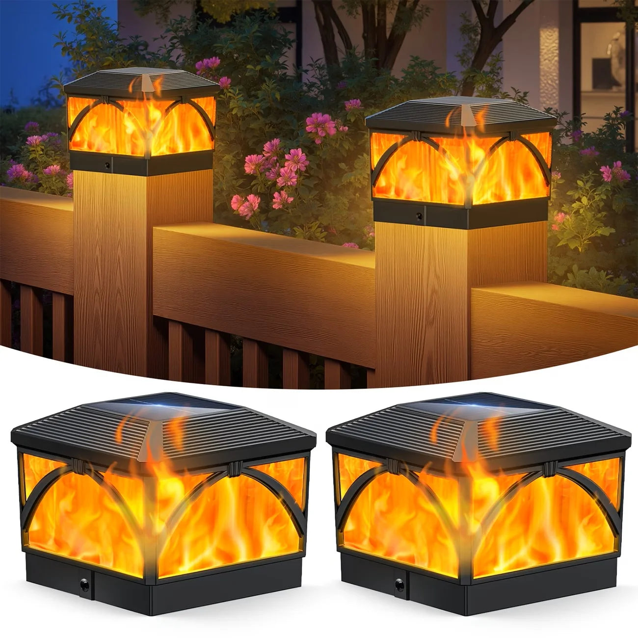 Kpstek Automatic Solar Fence Pillar Light Waterproof Villa Gate Lamp