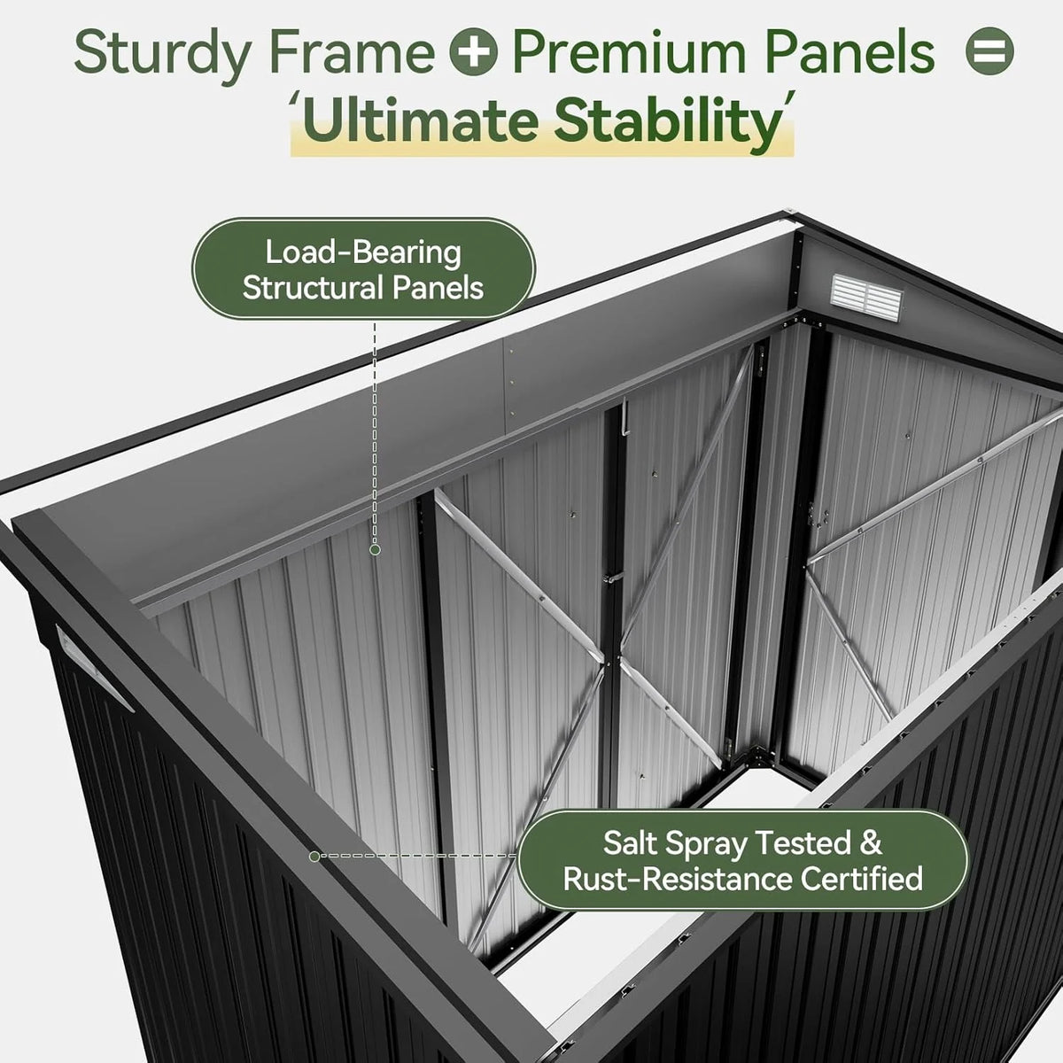Nordivale Triple Door Metal Storage Shed With Secure Locks