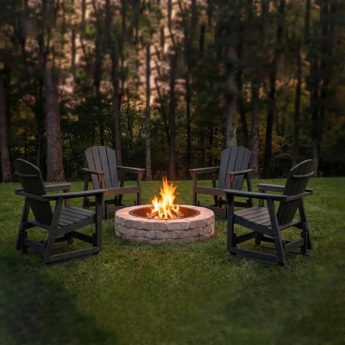 Aoxun HDPE Outdoor Rocking Chair With Cushioned Seat