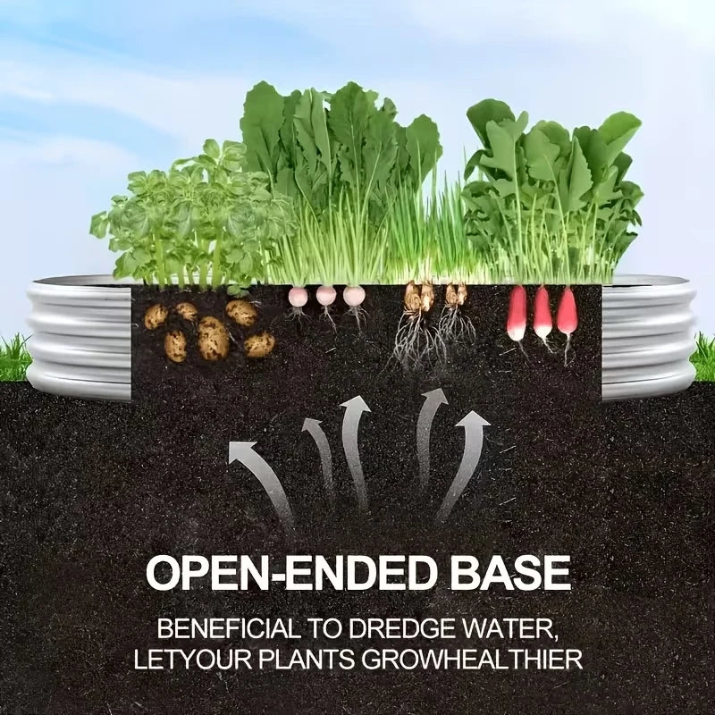 NOREMOCO Galvanized Metal Raised Garden Bed Planter With Open Bottom