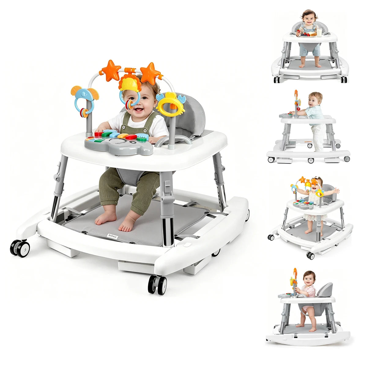 5-In-1 Foldable Baby Walker And Activity Center With Music Toys