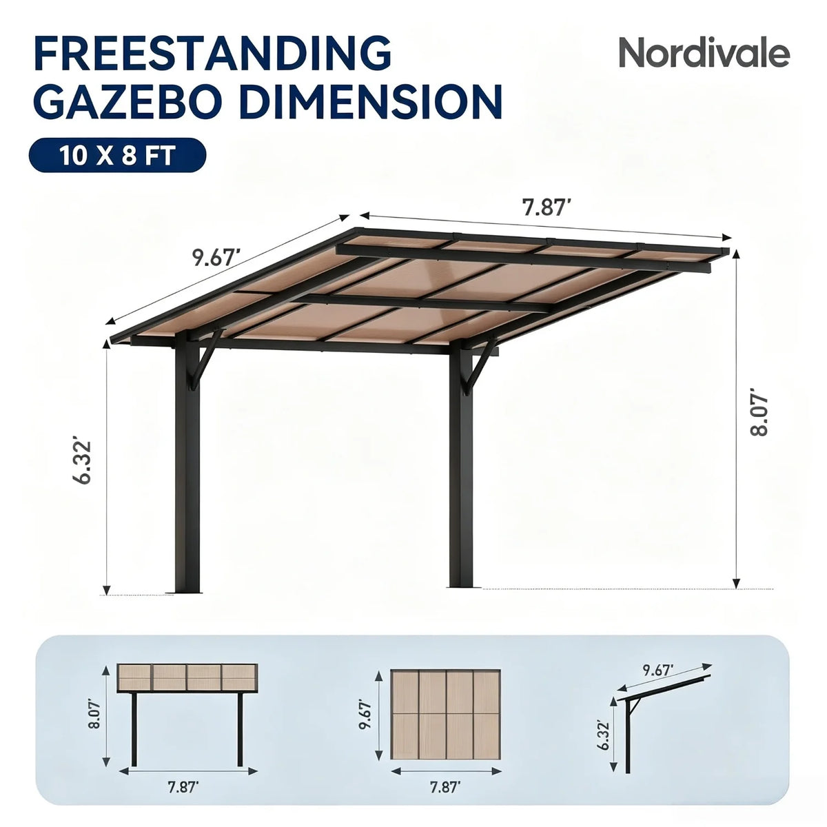 Nordivale Hardtop Metal Gazebo Outdoor Patio Shelter