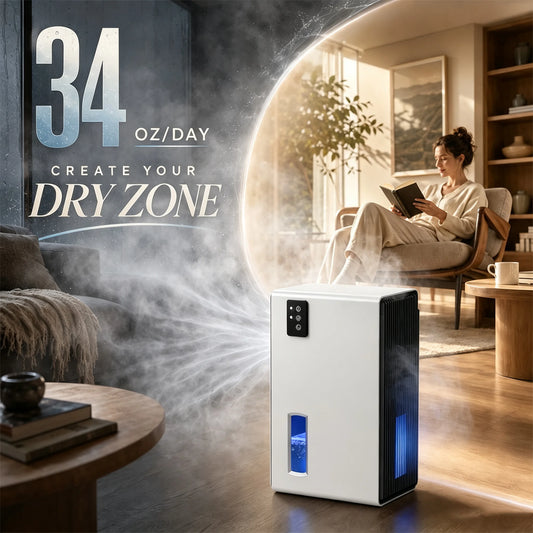 Home Portable Quiet Dehumidifier Semiconductor Moisture Remover 34OZ Daily Dehumidification Auto Stop Design For Bedroom Bathroom Wardrobe Small Apartment