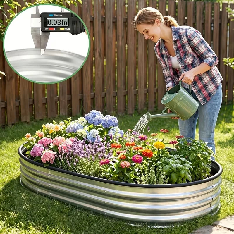 NOREMOCO Galvanized Metal Raised Garden Bed Planter With Open Bottom